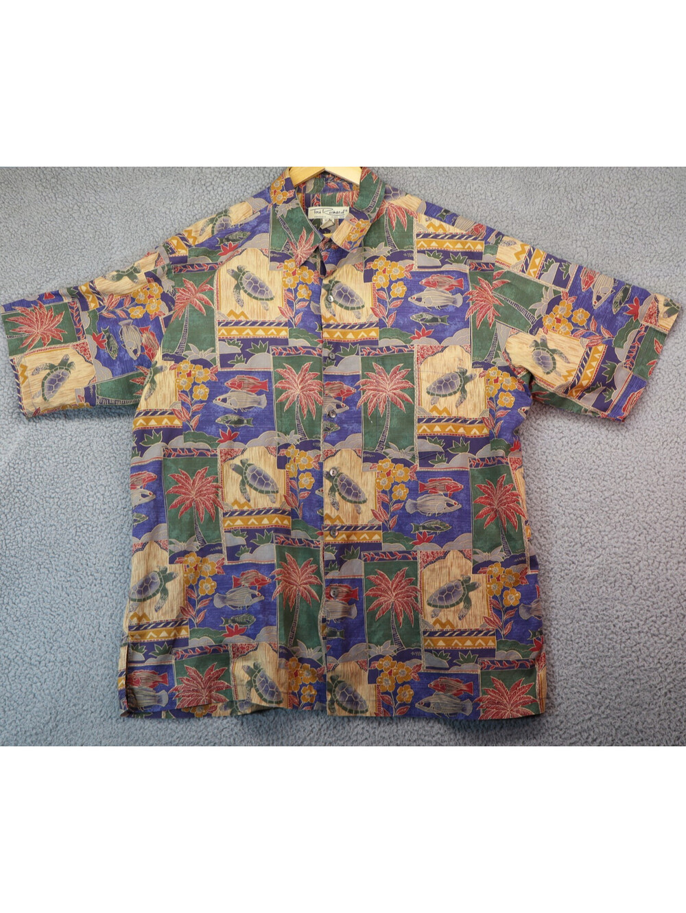 Tori Richard Cotton Lawn Shirt Men XL Made USA Turtle Fish